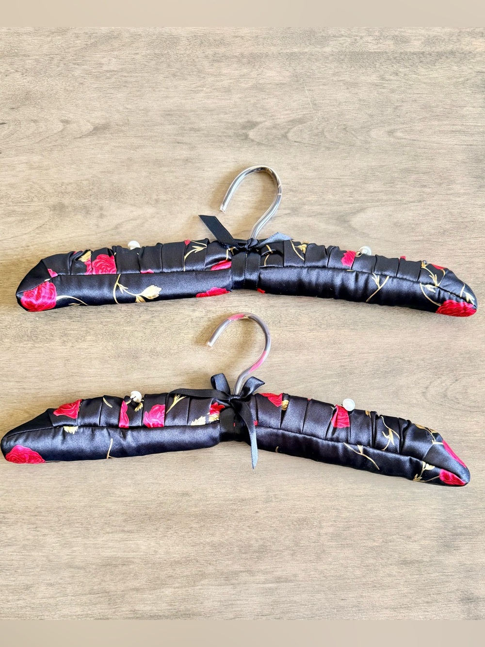 Padded Satin Floral Hangers - Pack of 2